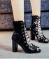 Denim Lace-Up Heel Boots